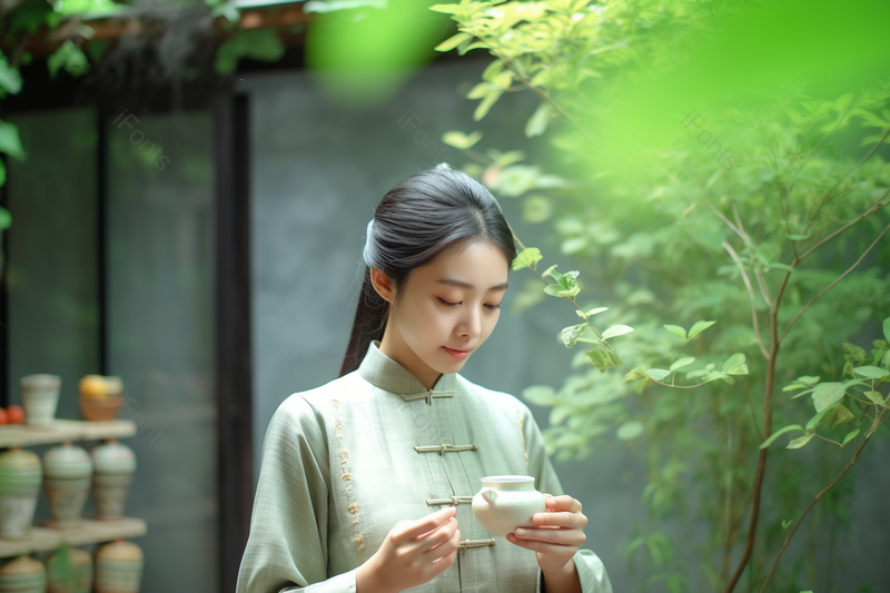 茶艺师正在细品茶叶背景图,高清,摄影图,摄影图片,图片大全,摄影图免费下载